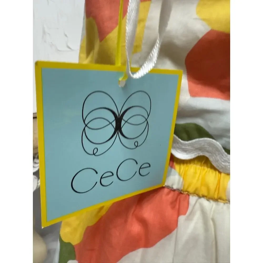 NWT CeCe 2-Piece Cotton Set S Tank Top + Tiered Maxi Skirt Floral Ric-Rac - Picture 4 of 6